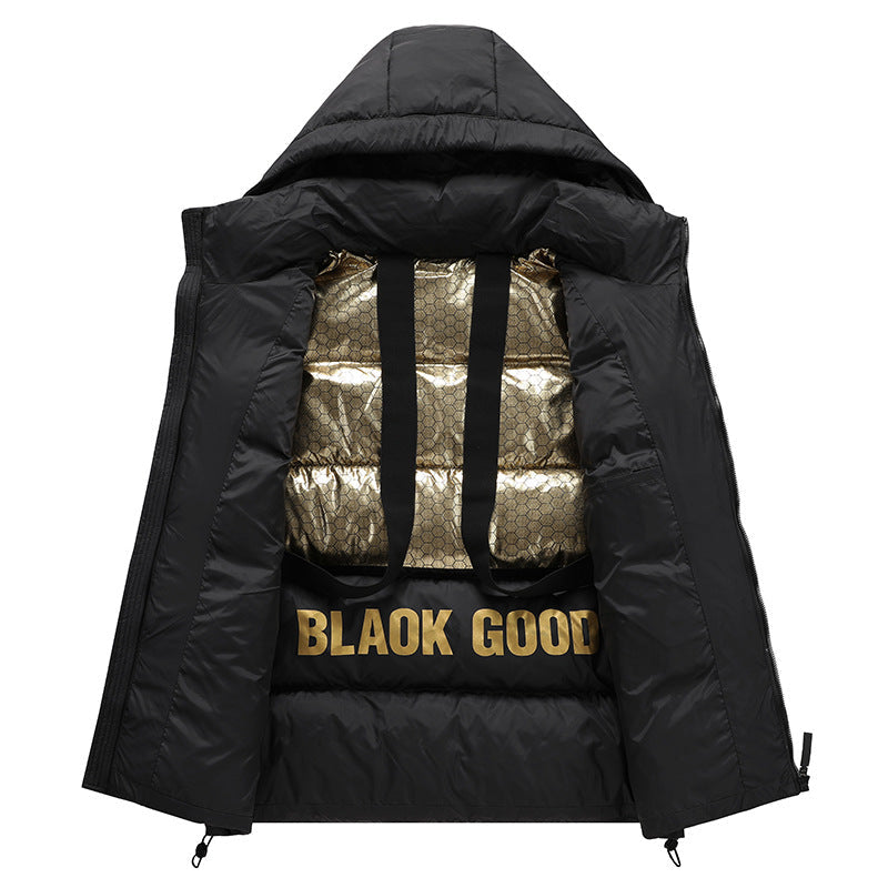 Short Autumn And Winter Warm Quilted Jacket Men's And Women's Same Black Gold Winter Clothing Coat