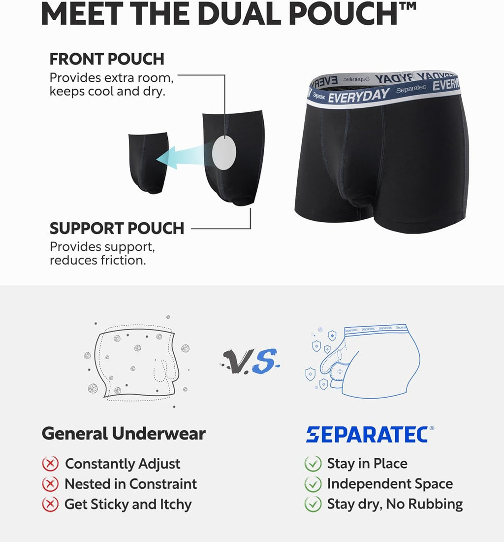 Separatec Cotton Dual Pouch Men's Underwear Comfortable Soft Breathable Everyday Boxer Briefs for men 7 Pack