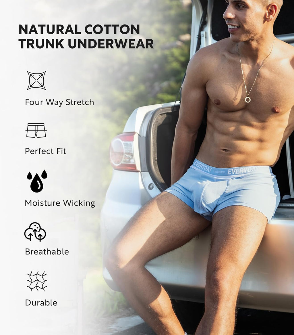 Separatec Cotton Dual Pouch Men's Underwear Comfortable Soft Breathable Everyday Boxer Briefs for men 7 Pack
