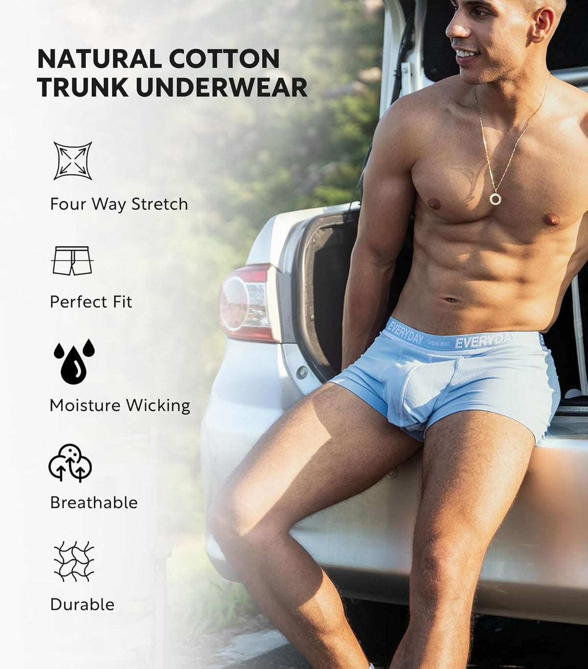 Separatec Cotton Dual Pouch Men's Underwear Comfortable Soft Breathable Everyday Boxer Briefs for men 7 Pack