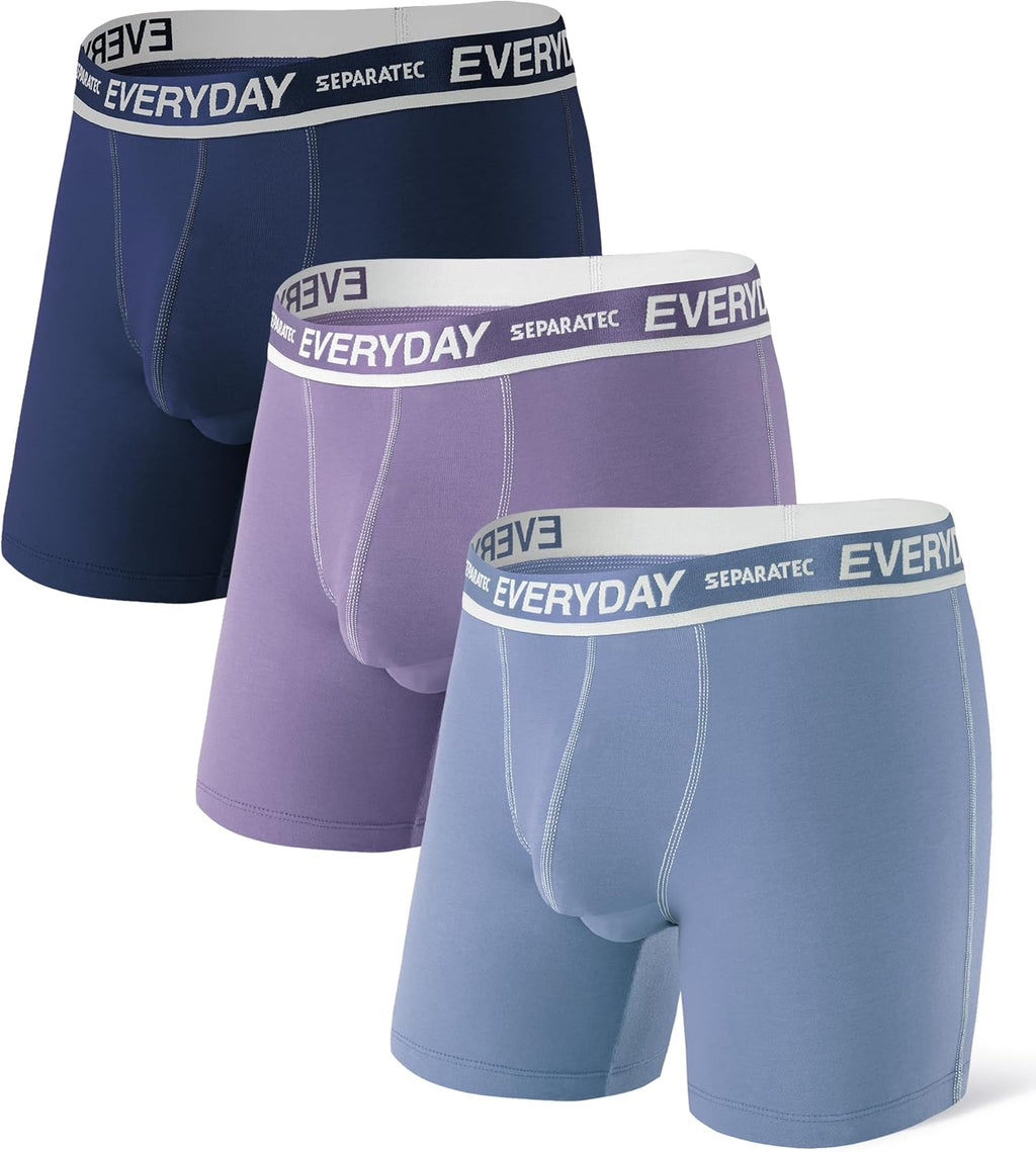 Separatec Cotton Dual Pouch Men's Underwear Comfortable Soft Breathable Everyday Boxer Briefs for men 7 Pack