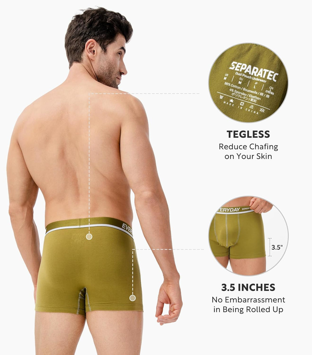 Separatec Cotton Dual Pouch Men's Underwear Comfortable Soft Breathable Everyday Boxer Briefs for men 7 Pack