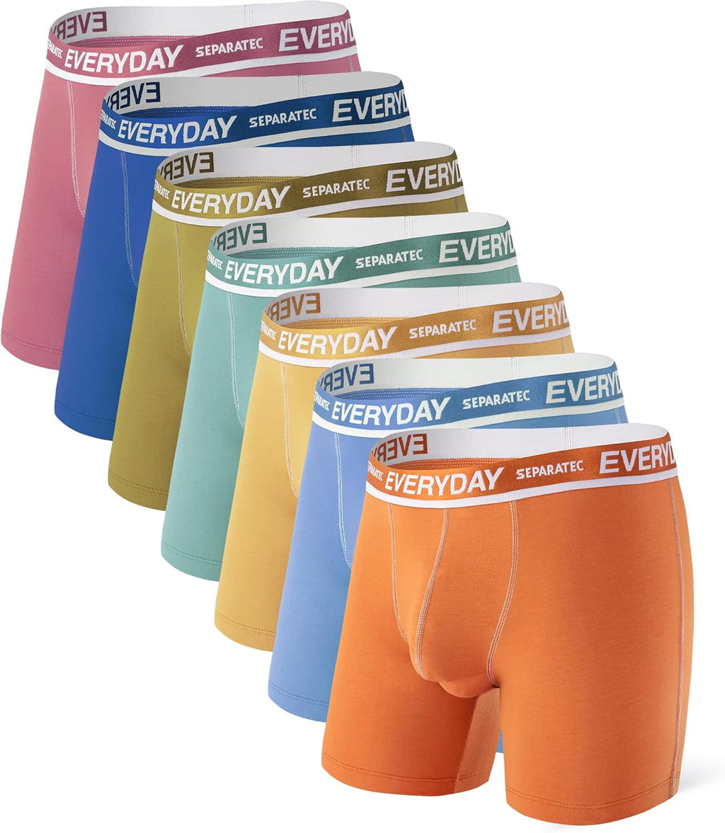 Separatec Cotton Dual Pouch Men's Underwear Comfortable Soft Breathable Everyday Boxer Briefs for men 7 Pack