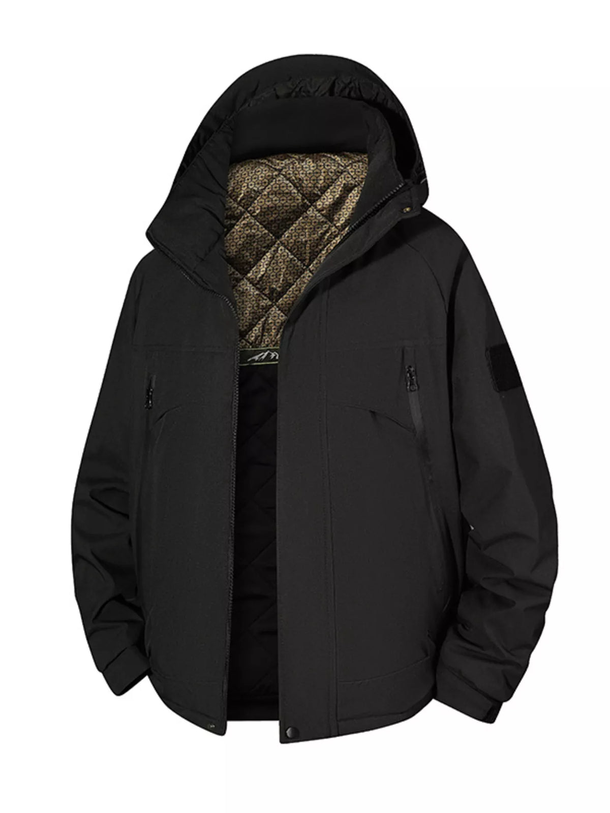 Men's Full Size Hooded Zip Up Winter Jacket Plus Size
